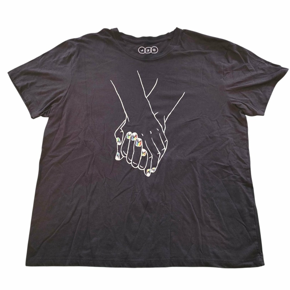 JZD Pride T-Shirt Latina Culture Pride Tee Holding Hands Black Rainbow Womens 1X